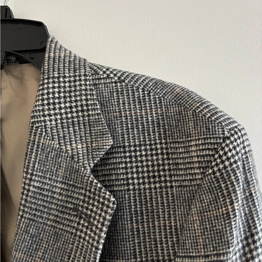 VTG Lord & Taylor Blazer Sport Coat Camel Hair Plaid Mens 40L Professor Grandpa
